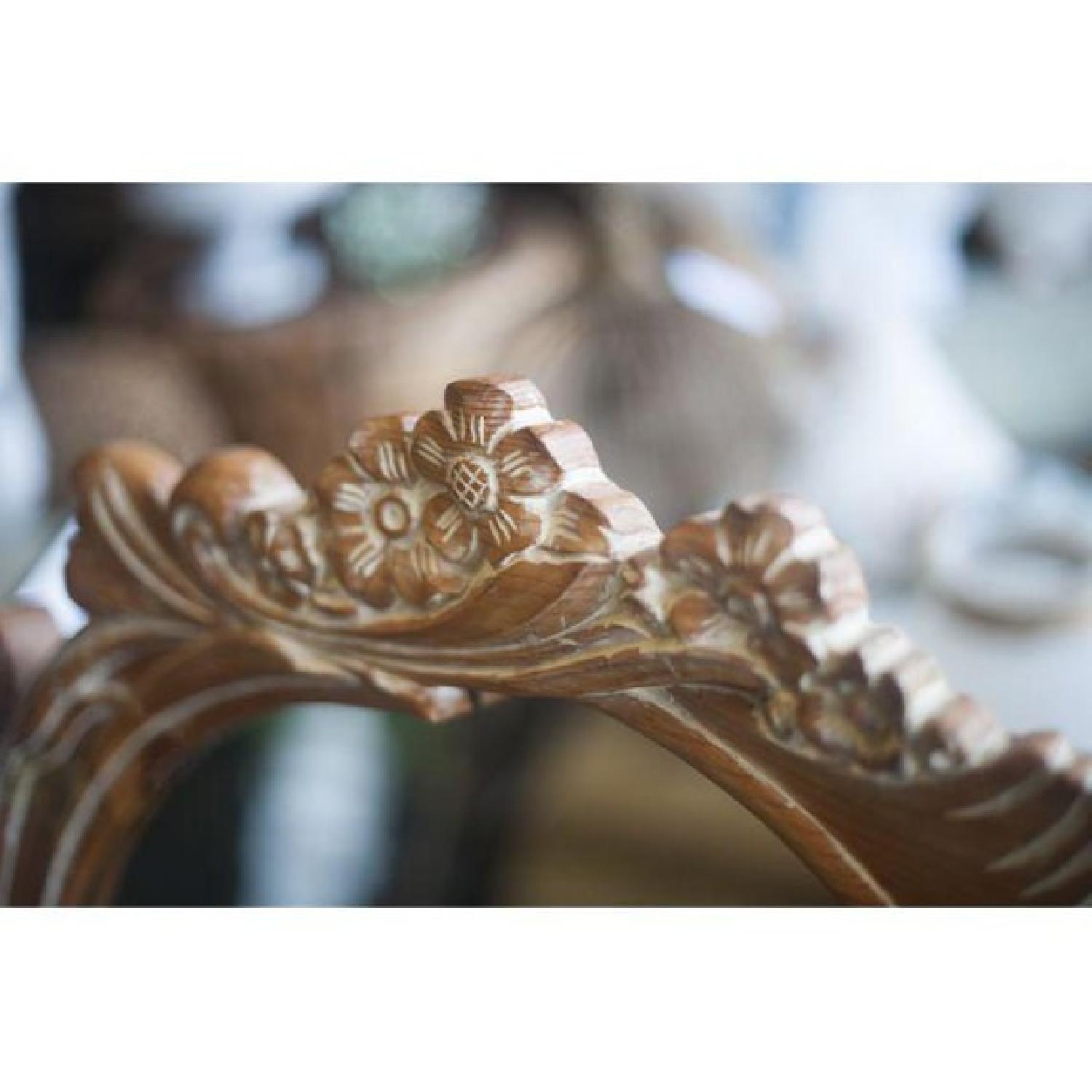 Distressed Oak Carved Dogwood Wall Mounted Floral Mirror - image-1