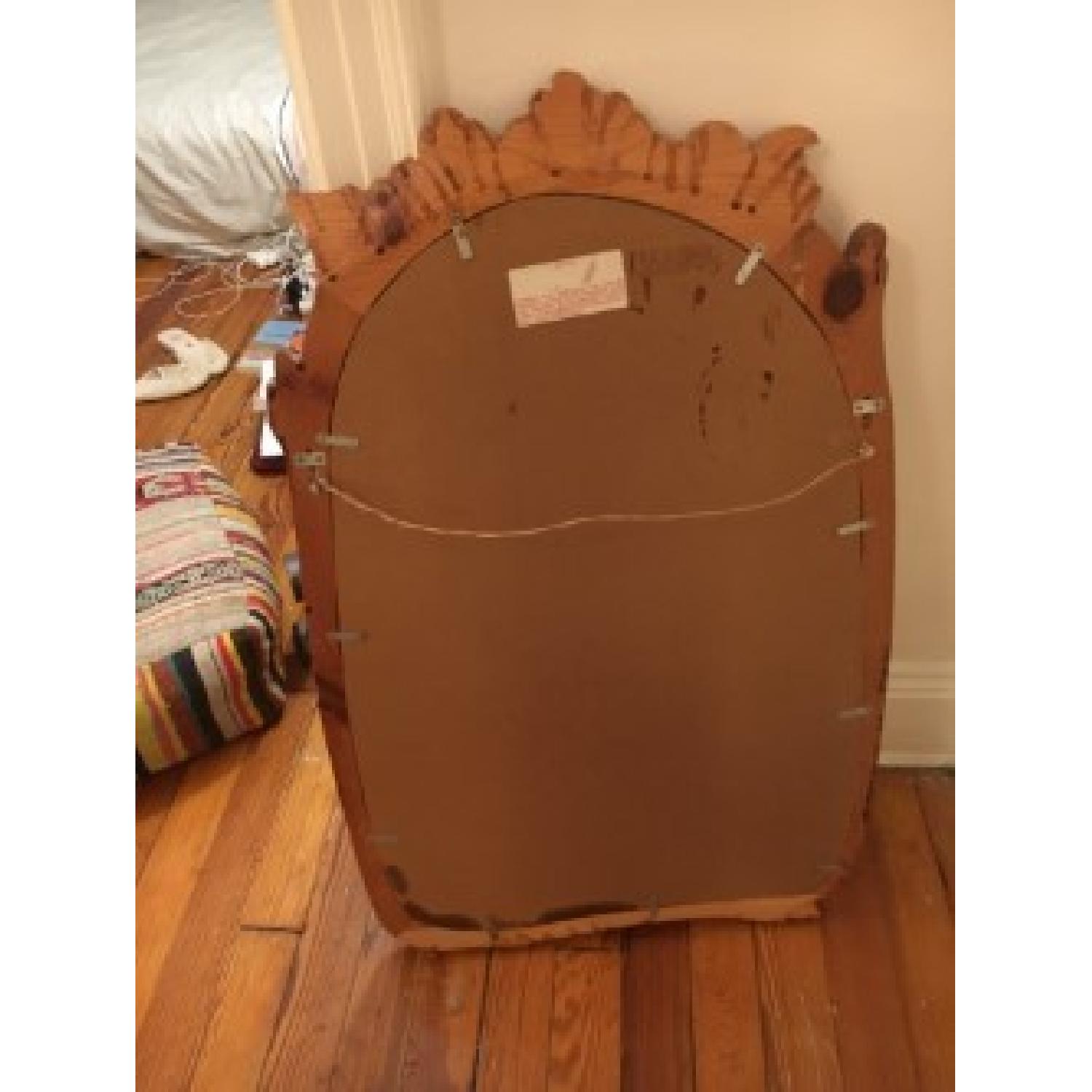 Distressed Oak Carved Dogwood Wall Mounted Floral Mirror - image-3