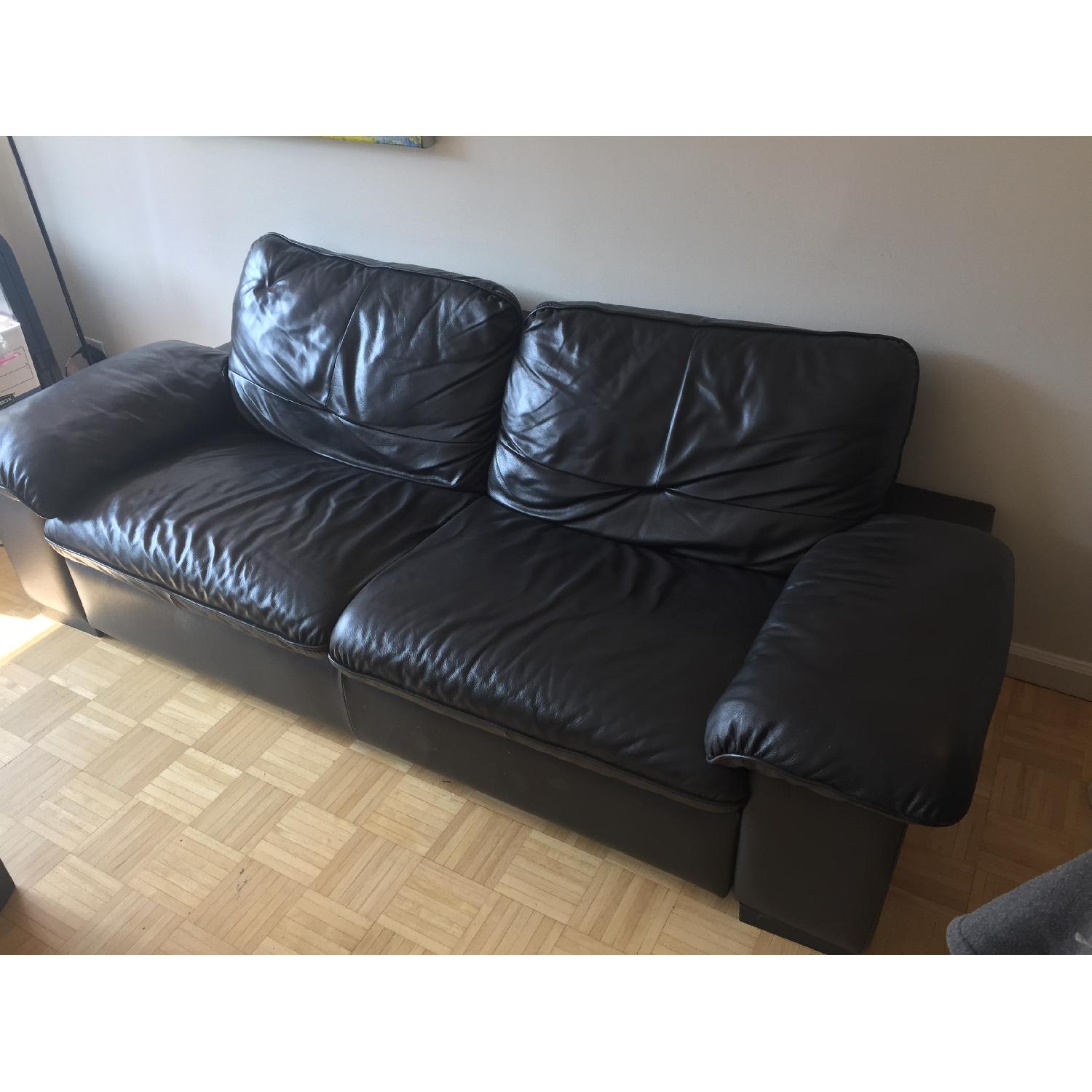 Ikea Dagstorp Black Leather Sofa - image-2