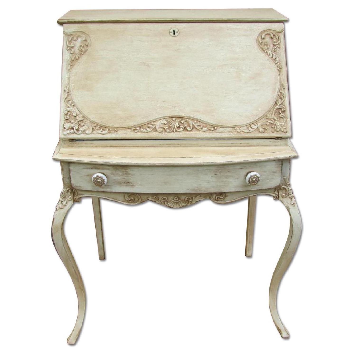 Antique White Country French Ladies Writing Desk - image-0