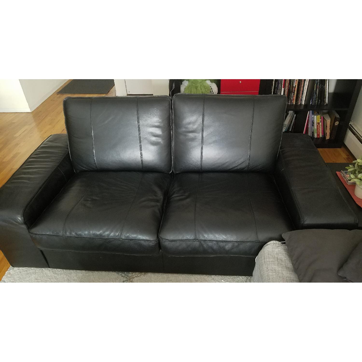 Ikea Black Leather Couch - image-1