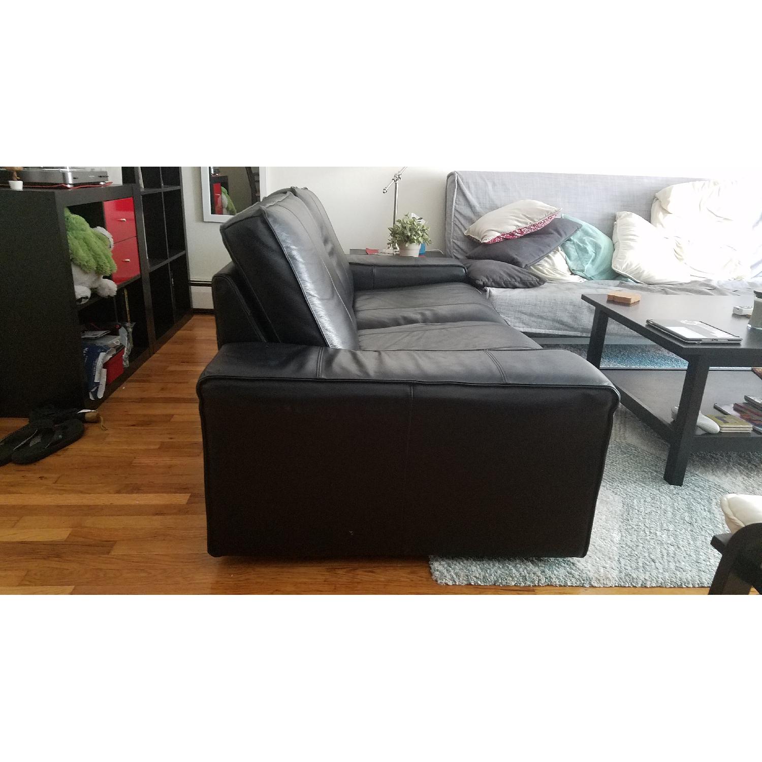 Ikea Black Leather Couch - image-2