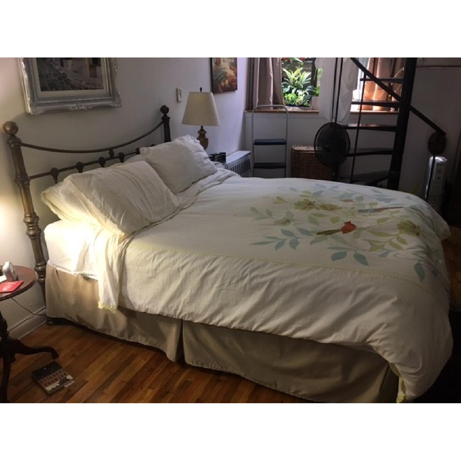 Metal Full Size Bed Frame w/ Brass Headboard - image-2