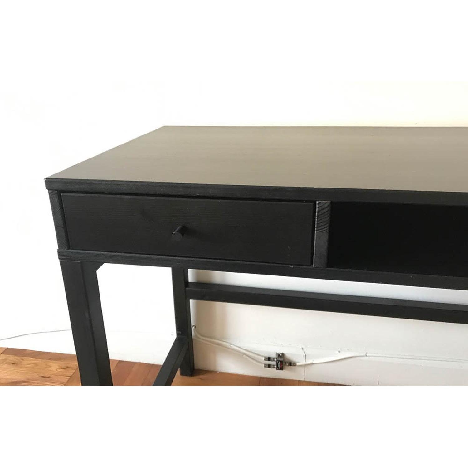 Black Wood Desk w/ 2 Drawers - image-5