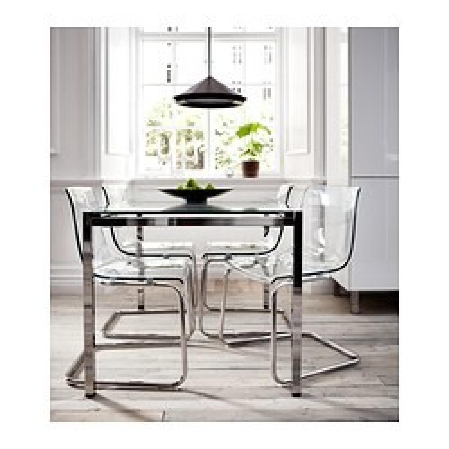 Ikea Glivarp Chrome Frame Glass Table w/ 4 Tobias Chairs - image-2