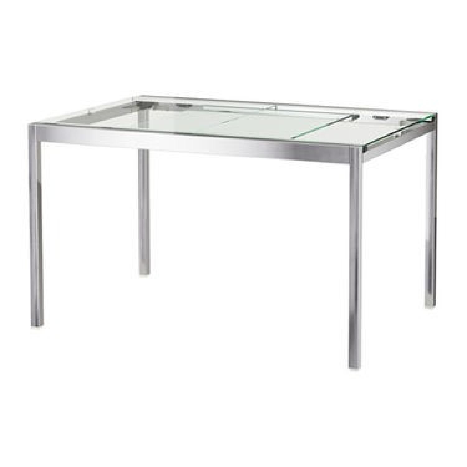 Ikea Glivarp Chrome Frame Glass Table w/ 4 Tobias Chairs - image-4