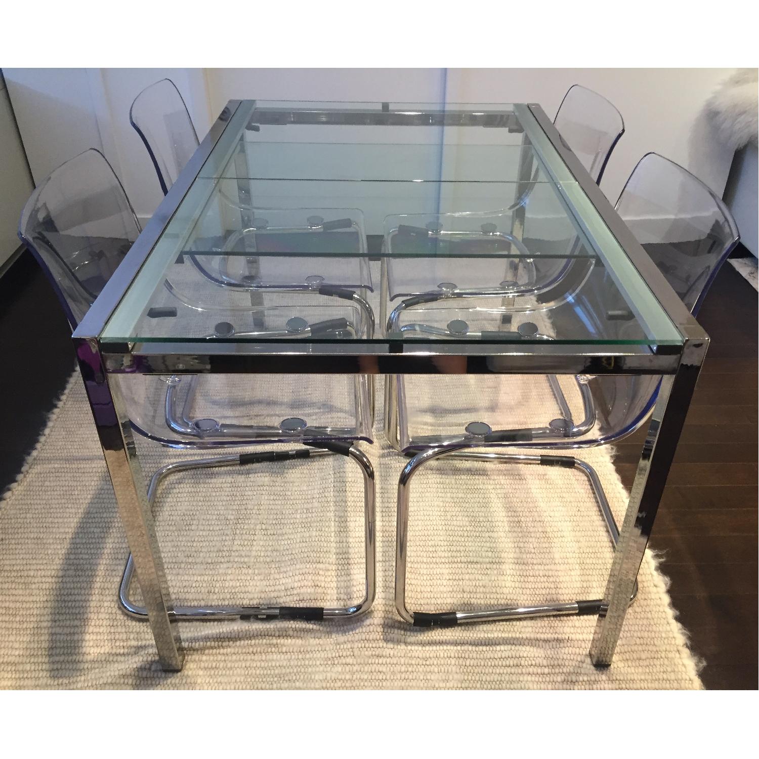 Ikea Glivarp Chrome Frame Glass Table w/ 4 Tobias Chairs - image-7