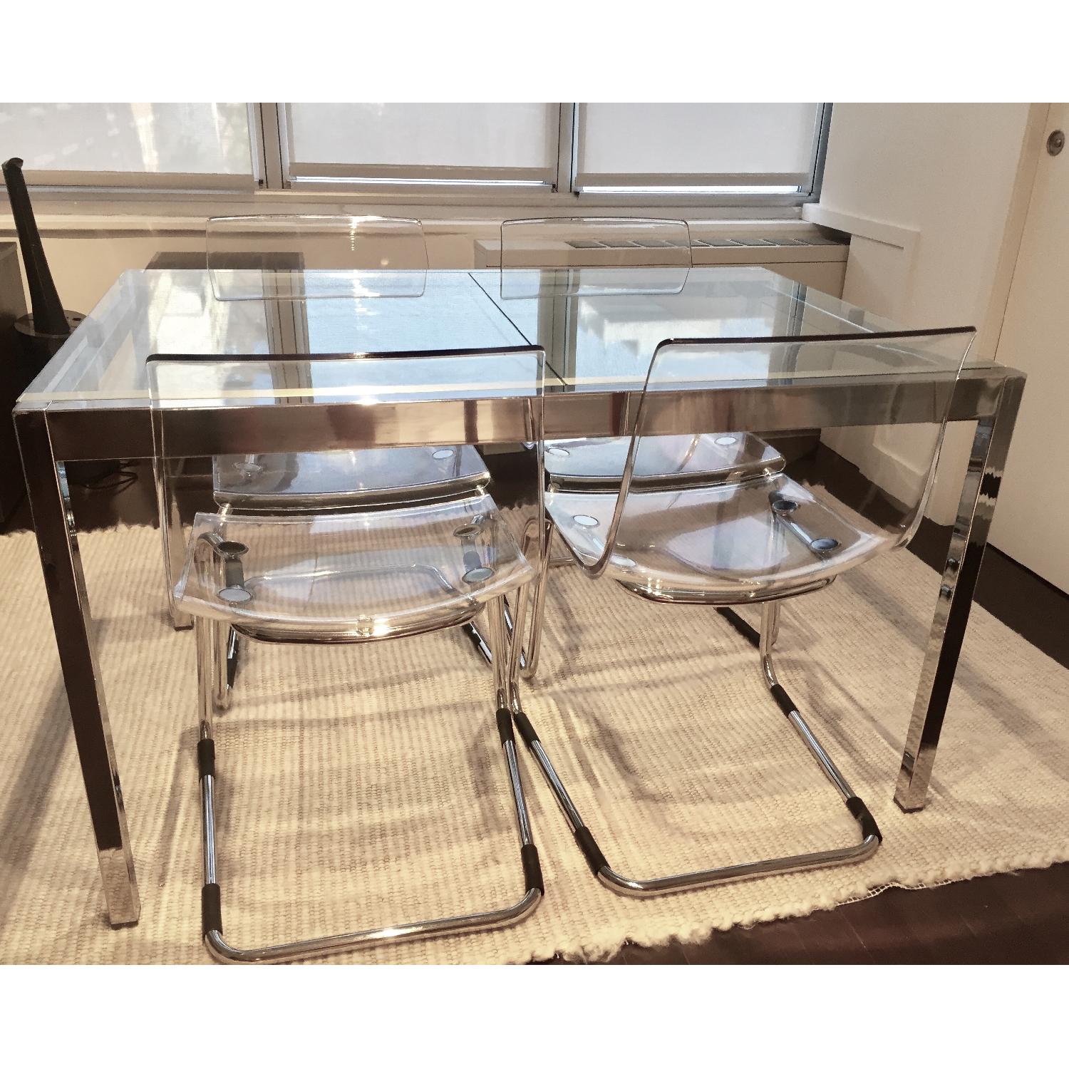 Ikea Glivarp Chrome Frame Glass Table w/ 4 Tobias Chairs - image-10
