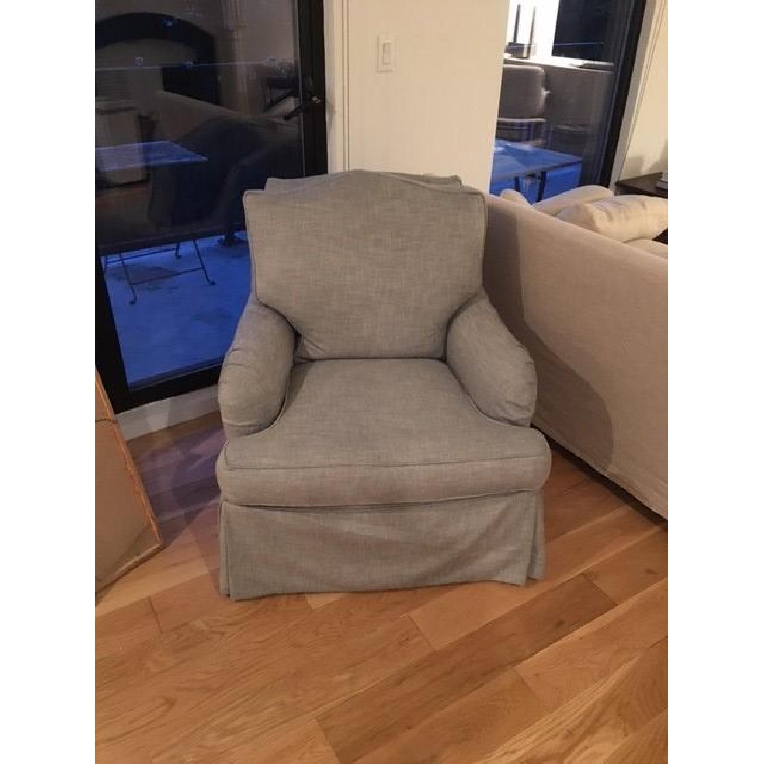 Restoration Hardware Classic Camelback Slipcovered Swivel Glider & Ottoman - image-1