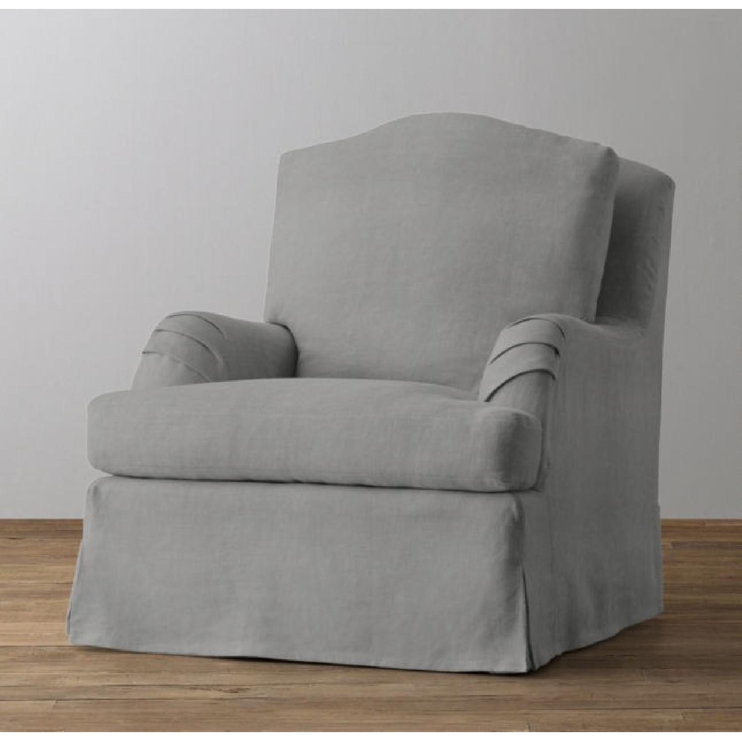 Restoration Hardware Classic Camelback Slipcovered Swivel Glider & Ottoman - image-5