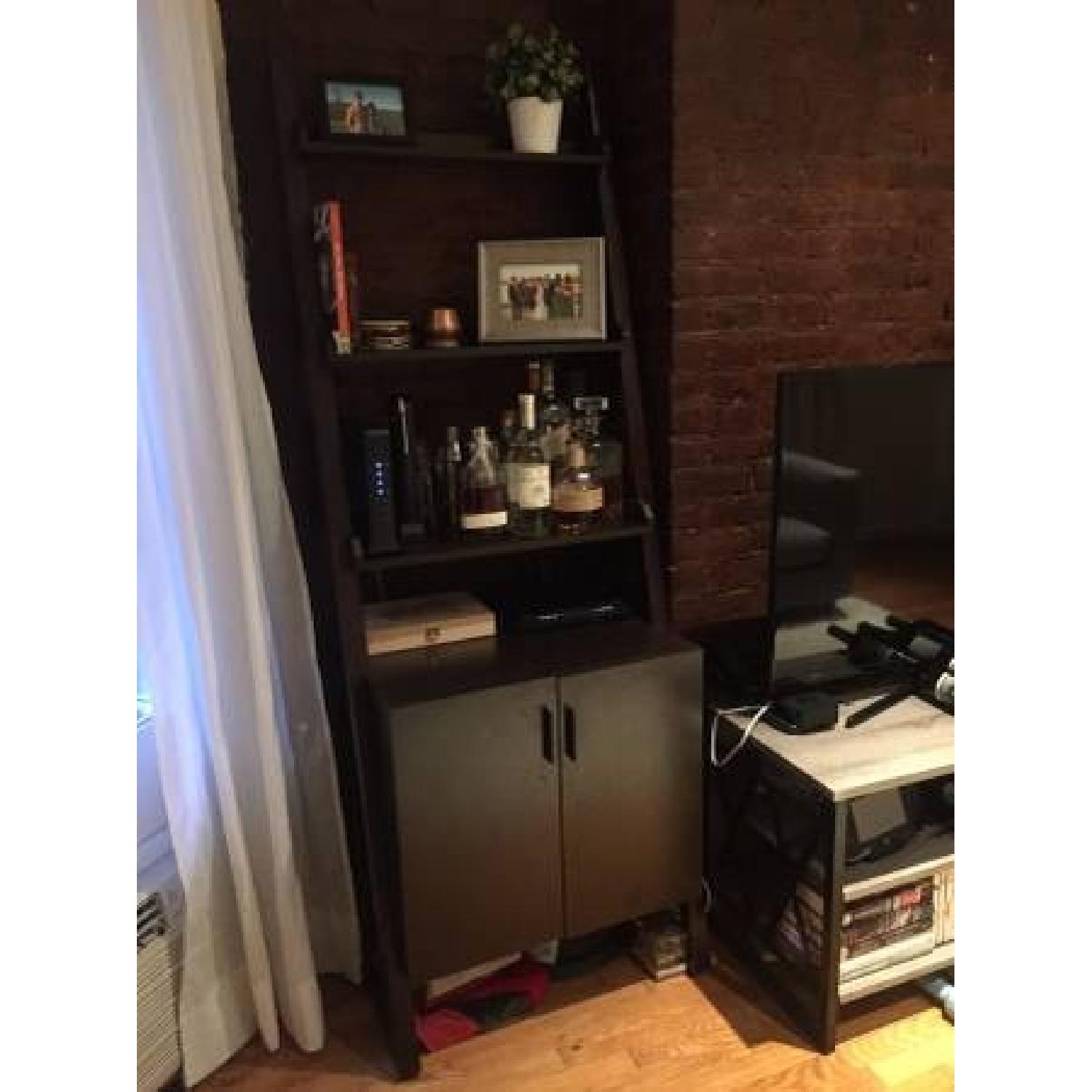 Container Store Walnut Encore Ladder Shelf w/ Cabinet - image-2