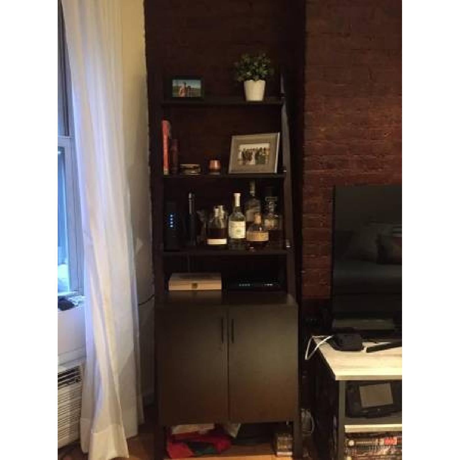 Container Store Walnut Encore Ladder Shelf w/ Cabinet - image-3