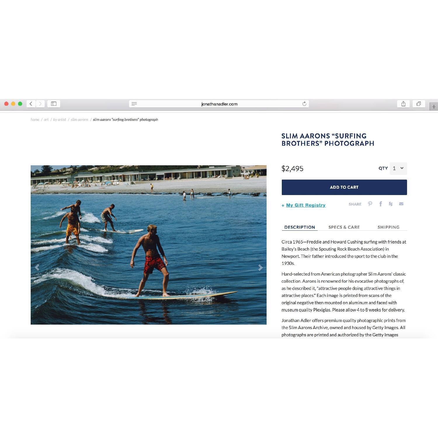 Jonathan Adler Slim Aarons Brothers Surfing Print - image-2