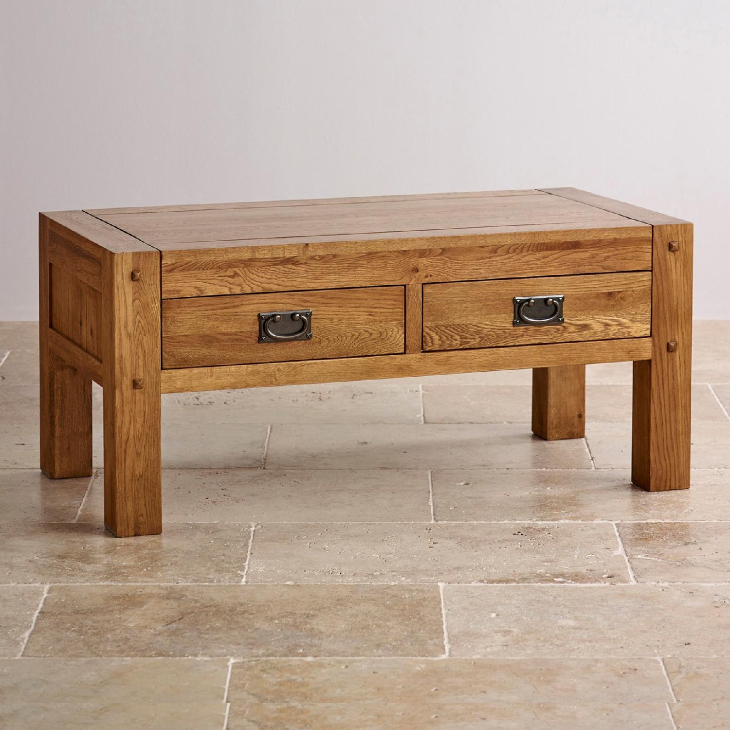 Oak Furniture Land Quercus Rustic Solid Oak 4-Drawer Storage Coffee Table - image-2