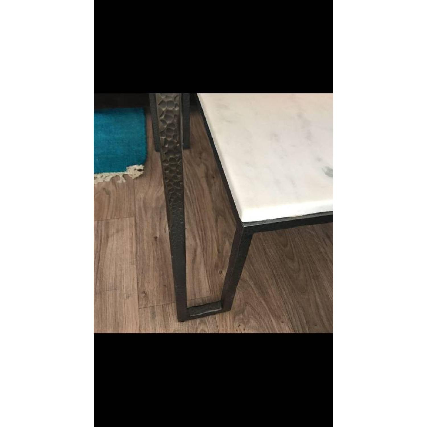 Crate & Barrel Carrara Marble 2 Tier Side table - image-3