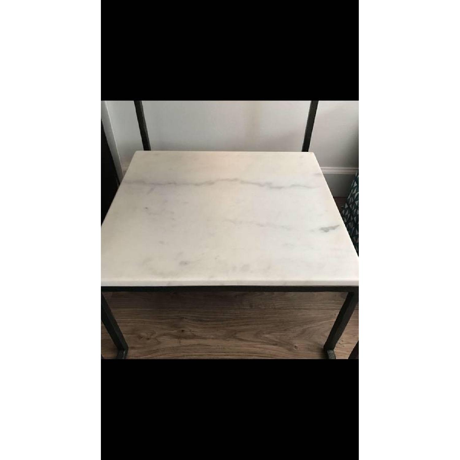 Crate & Barrel Carrara Marble 2 Tier Side table - image-4