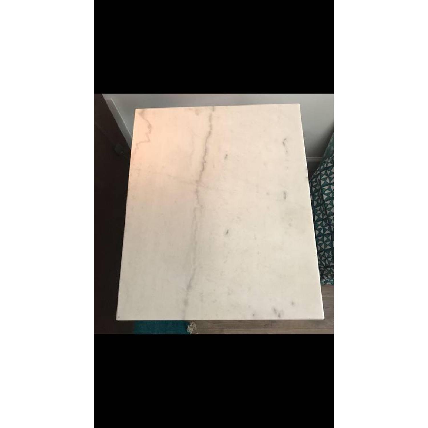 Crate & Barrel Carrara Marble 2 Tier Side table - image-5