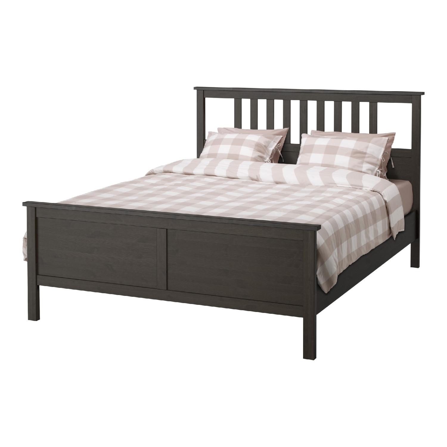 Ikea Hemnes Bed Frame in Black-Brown w/ Lury - image-0