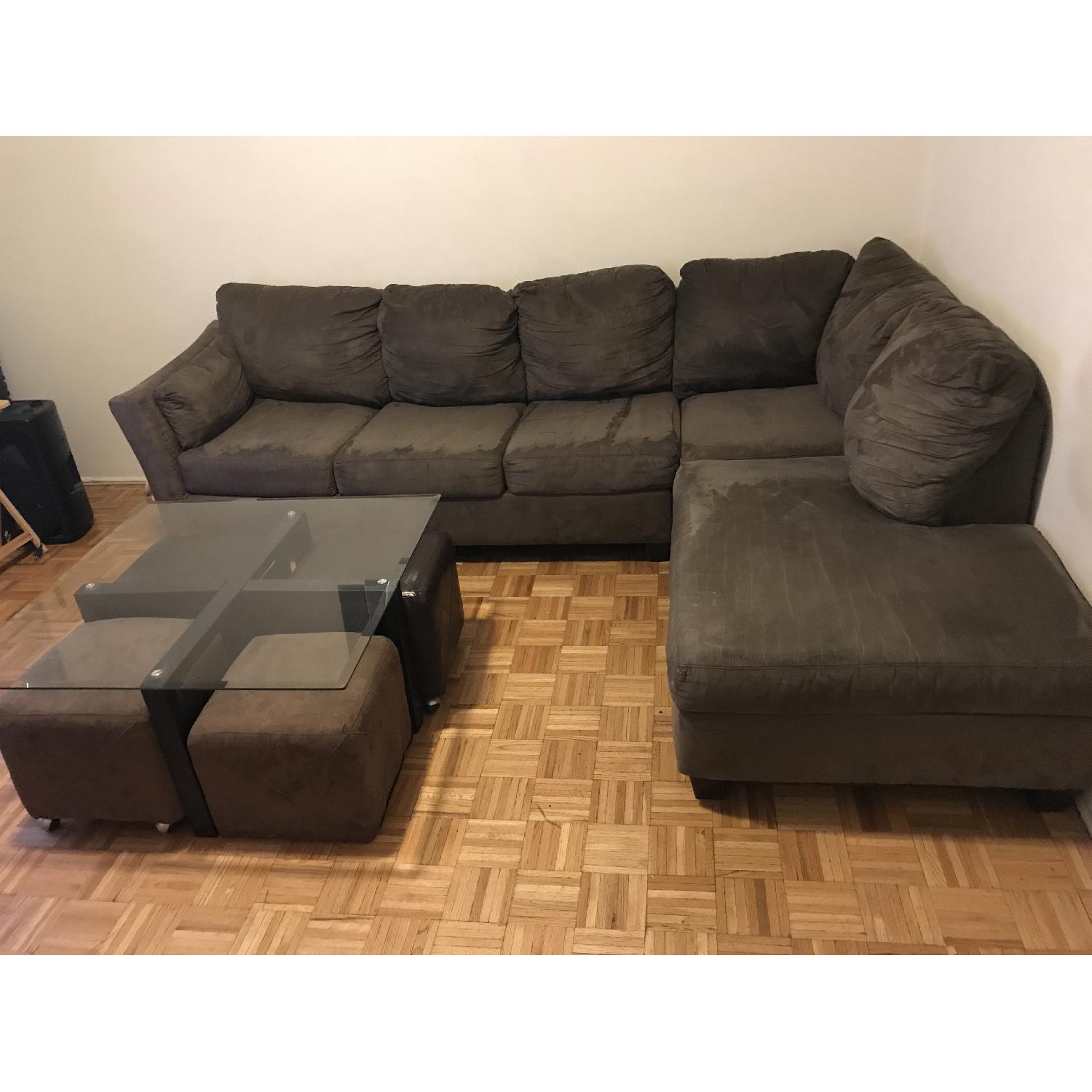 Bob's L Shape Queen Size Sleeper Sectional Sofa - image-2