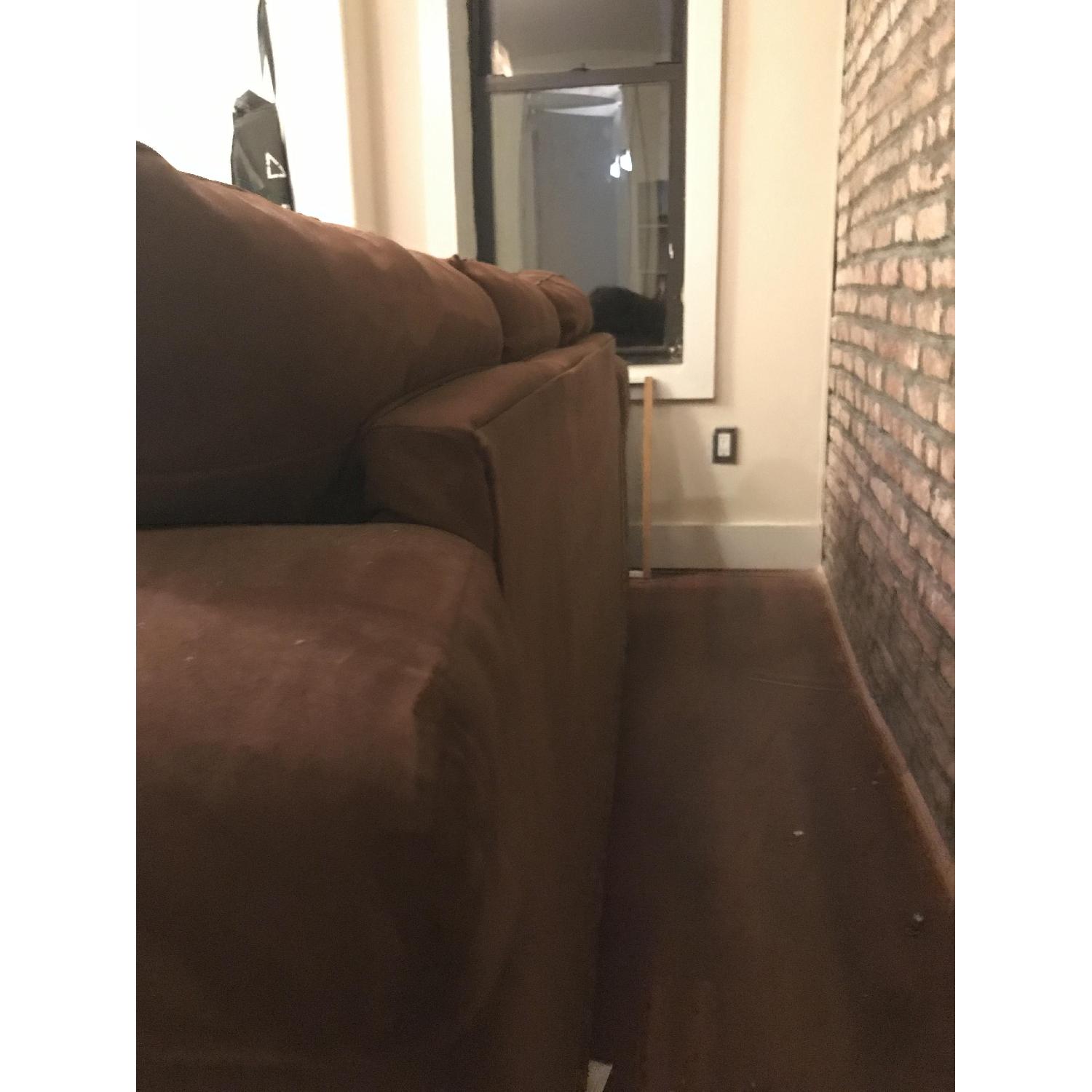 Brown 3 Seater Sofa w/ Nailheads - image-3