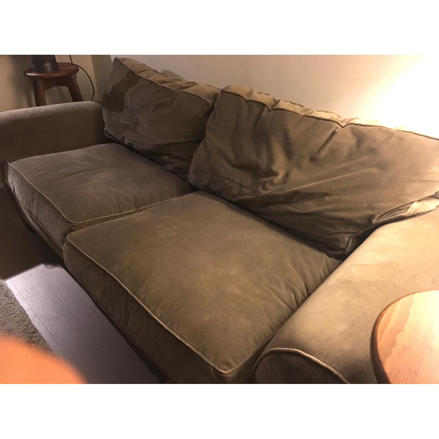 Oversize Olive Green Suede Sofa - image-2