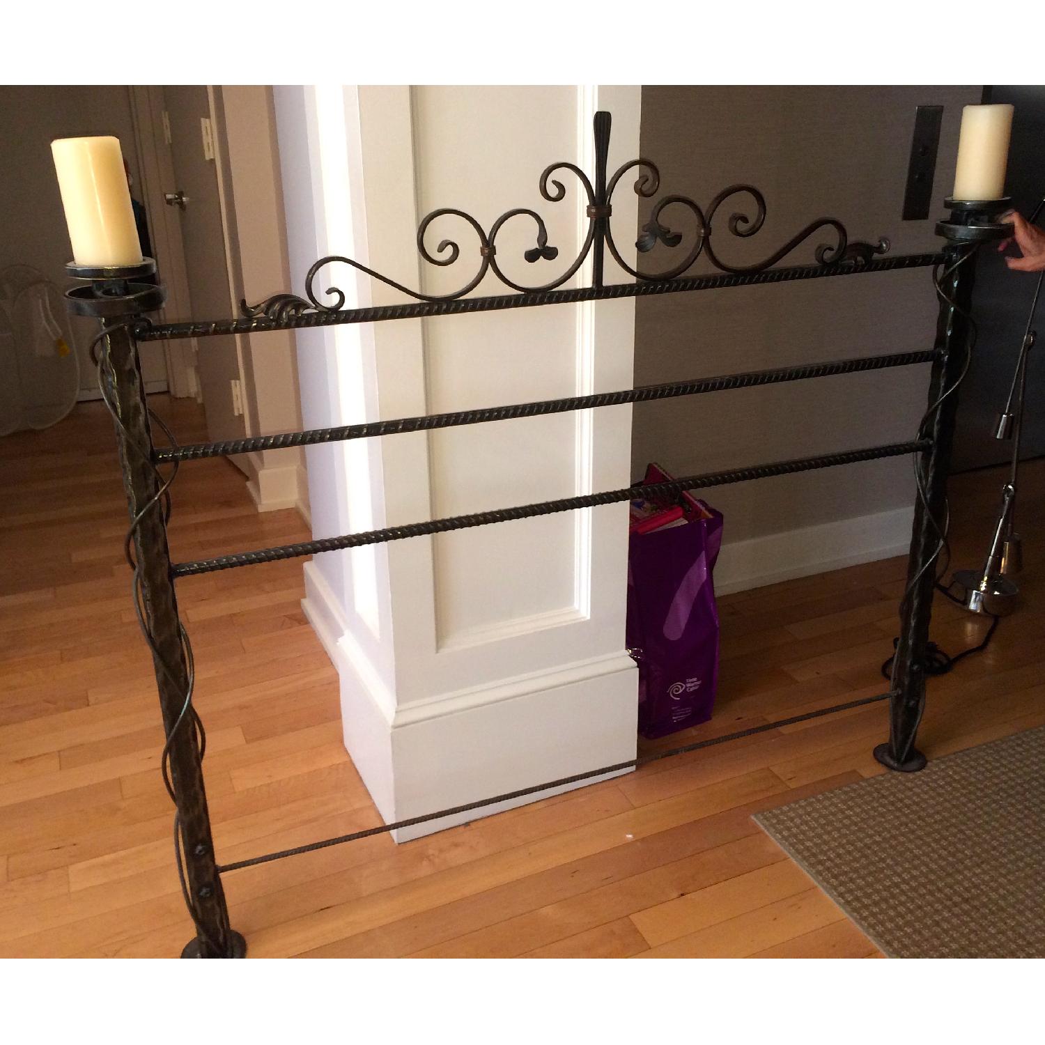 Custom Made Full-Size Rod Iron Headboard w/ Candles - image-1