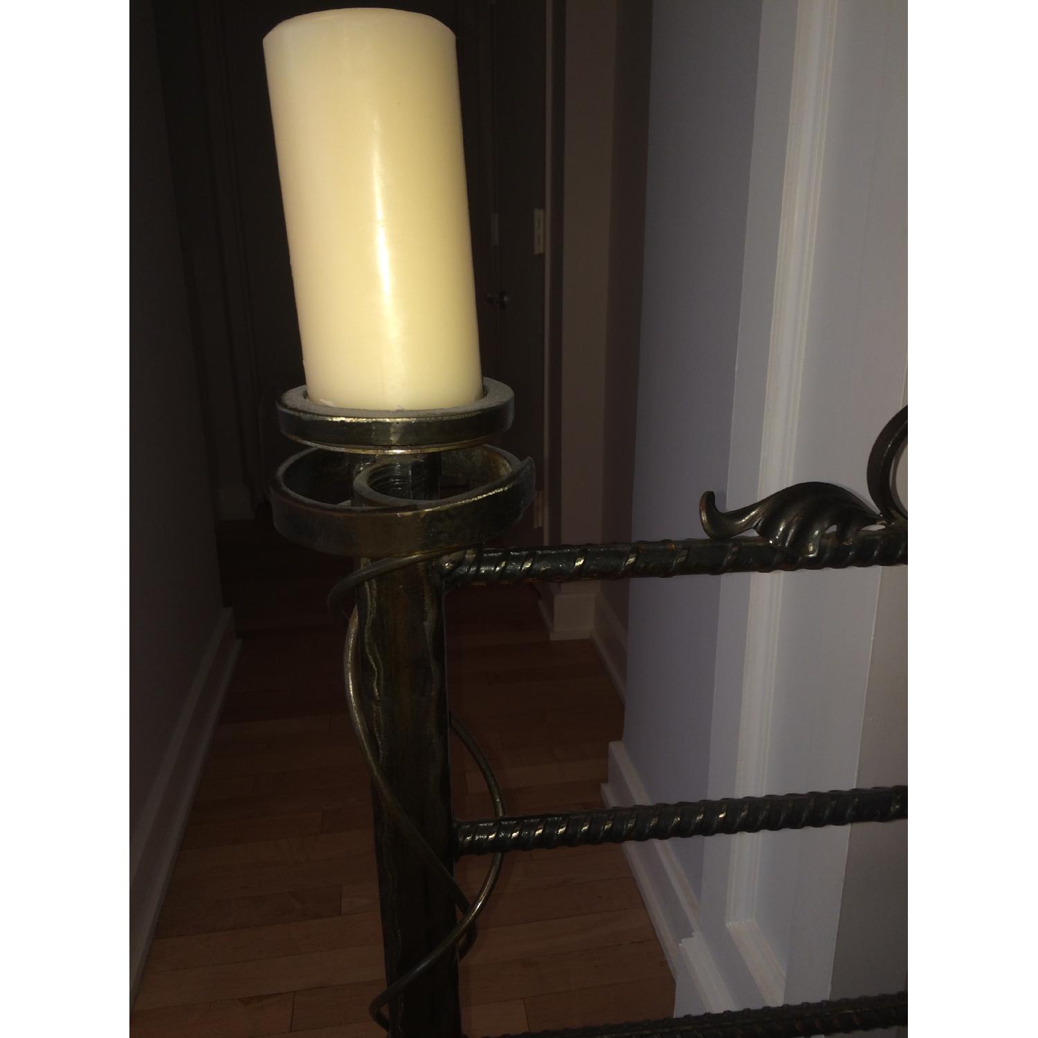 Custom Made Full-Size Rod Iron Headboard w/ Candles - image-3