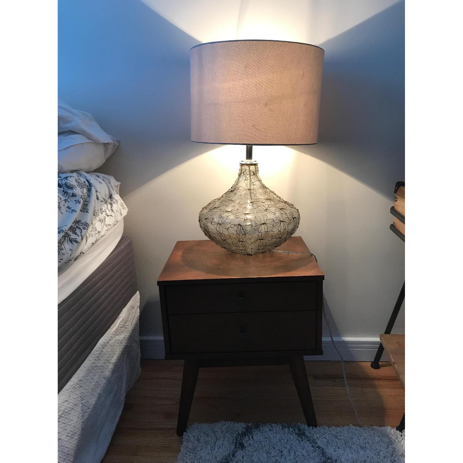 Target Mid Century Glass Lamp w/ Floral Embellishments - image-1