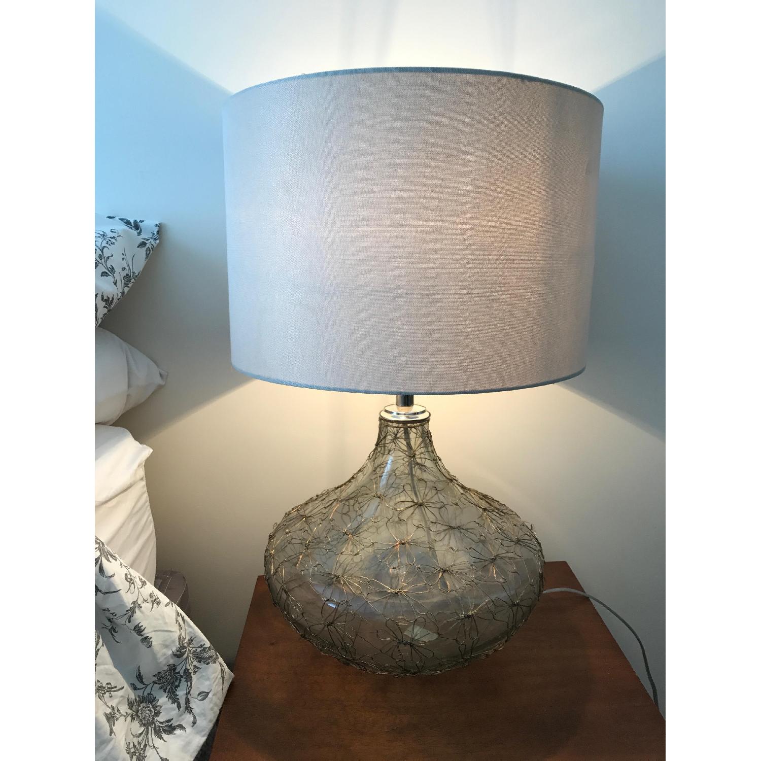 Target Mid Century Glass Lamp w/ Floral Embellishments - image-4