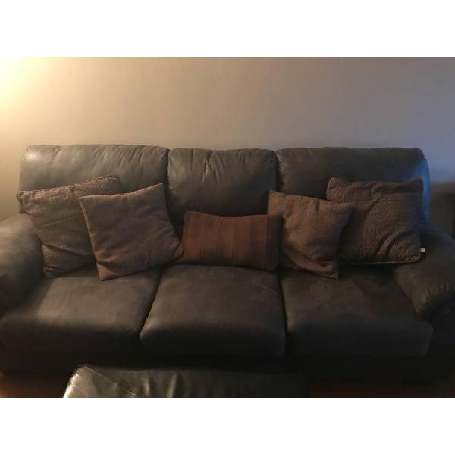 Ashley's Grey Suede Sofa + Loveseat - image-3