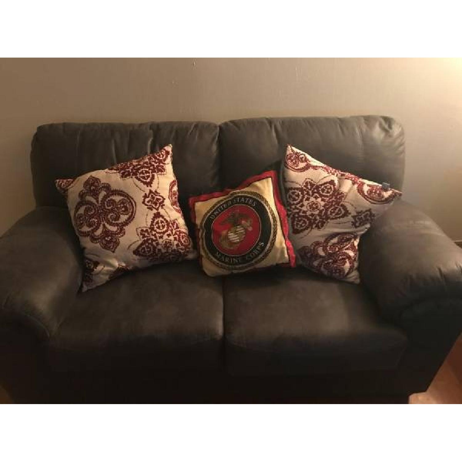 Ashley's Grey Suede Sofa + Loveseat - image-4