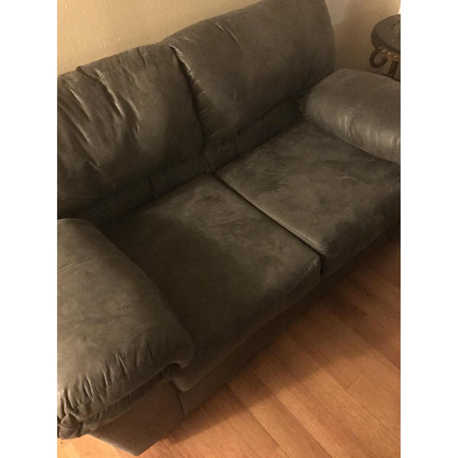 Ashley's Grey Suede Sofa + Loveseat - image-5