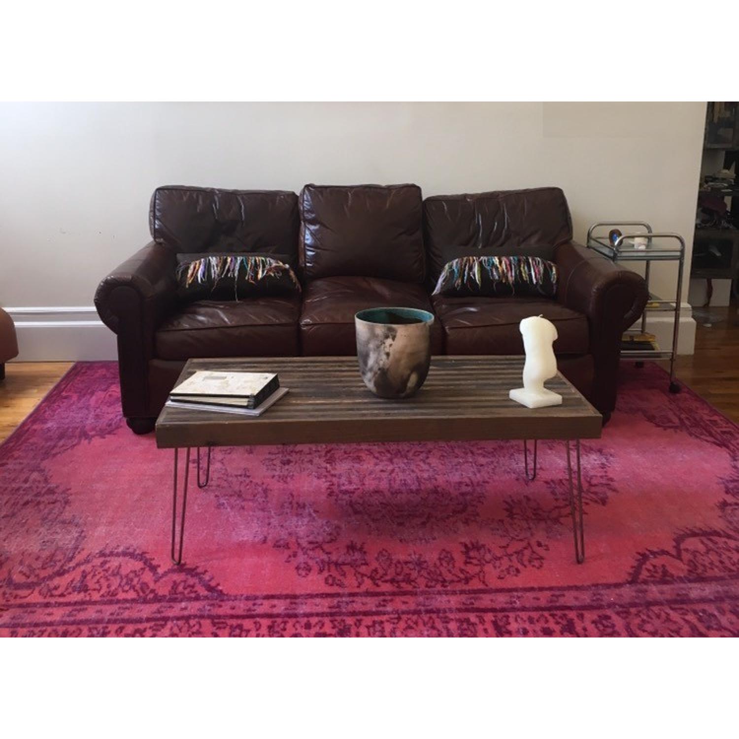 Restoration Hardware Lancaster Leather Sofa - image-5