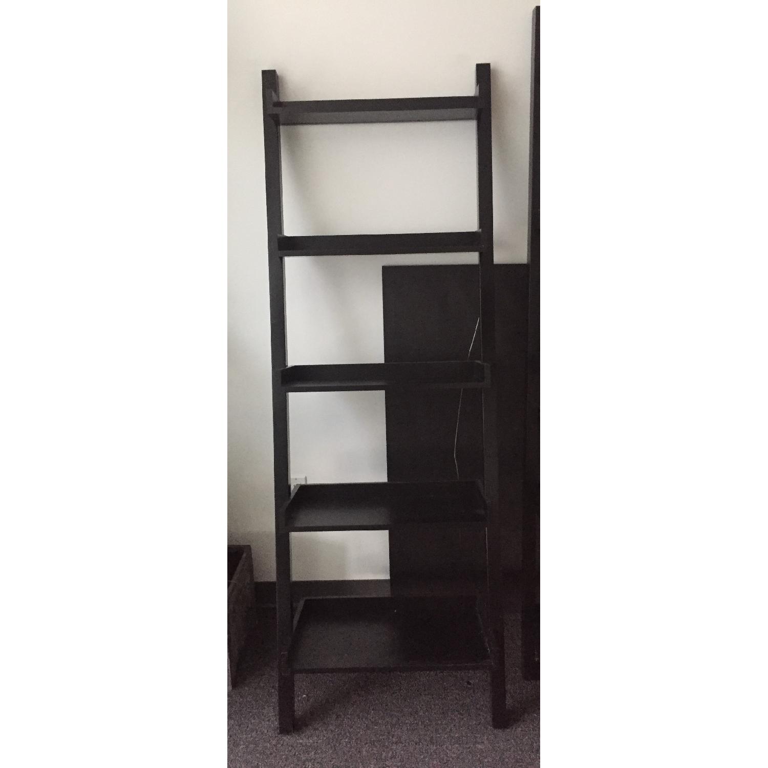 Black Five-Tier Leaning Wall Shelf - image-1