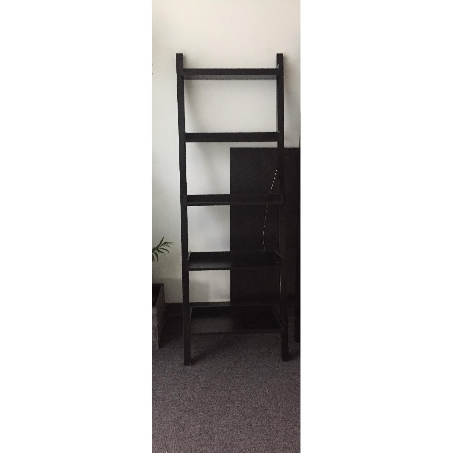 Black Five-Tier Leaning Wall Shelf - image-2