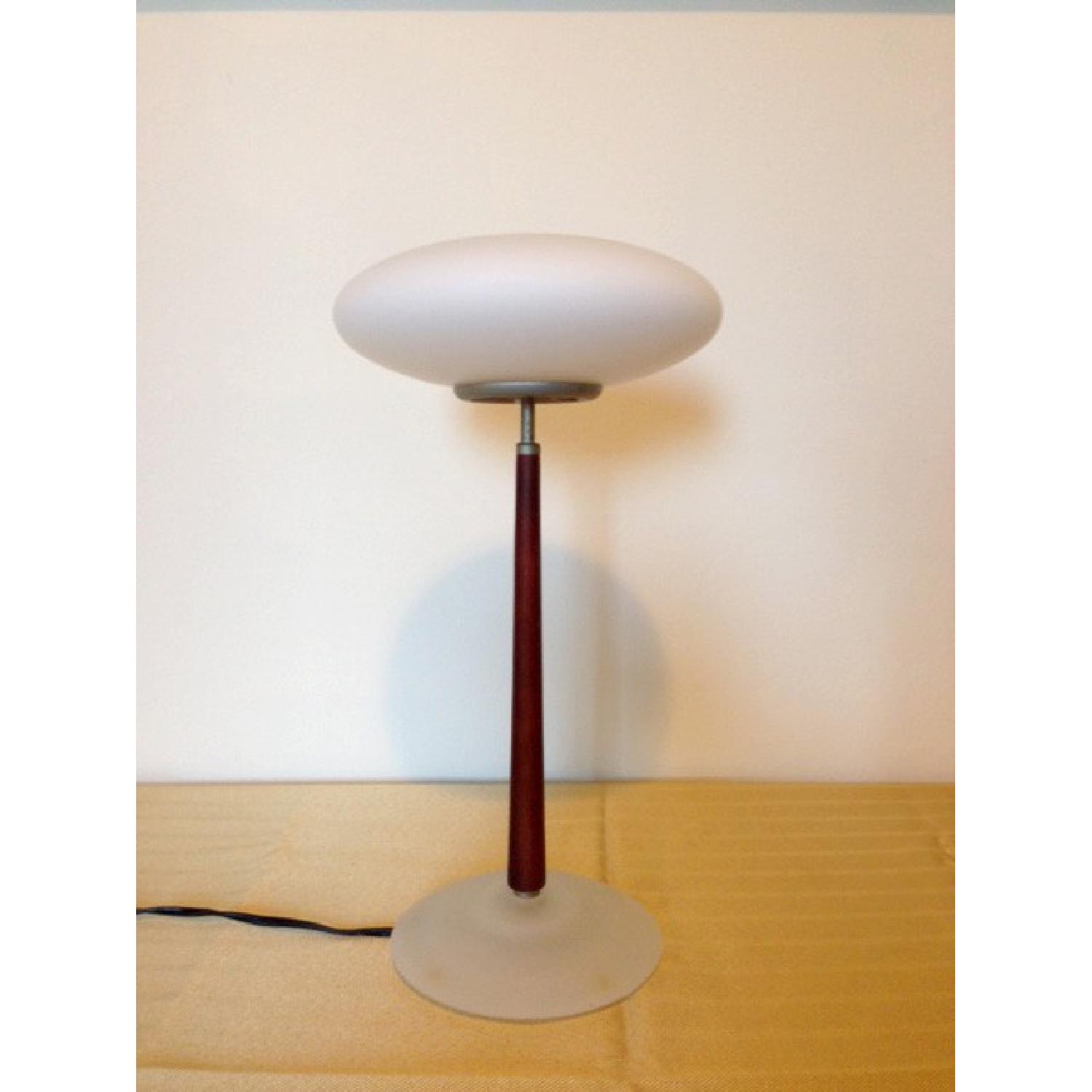 Artemide White Translucent Glass & Wood Lamp - image-1