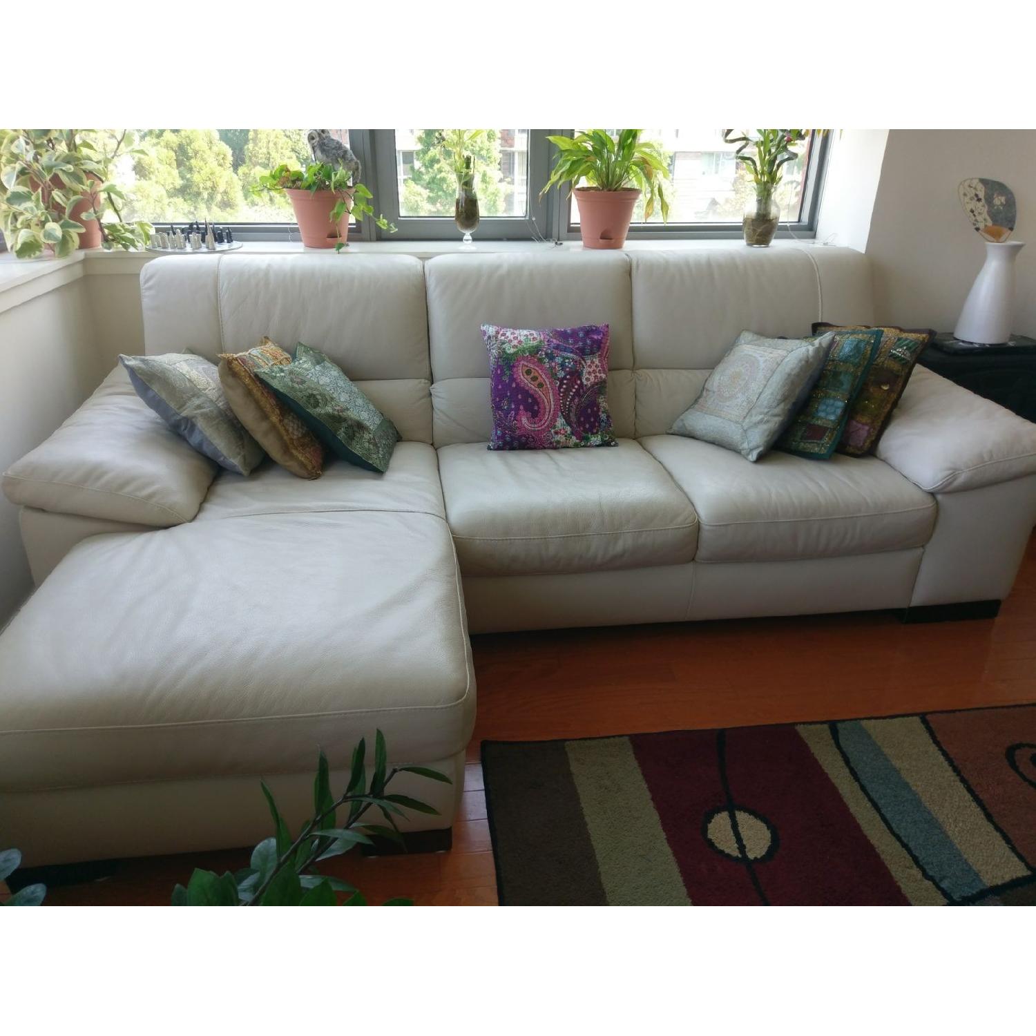 Macy's Leather Sectional Sofa - image-1