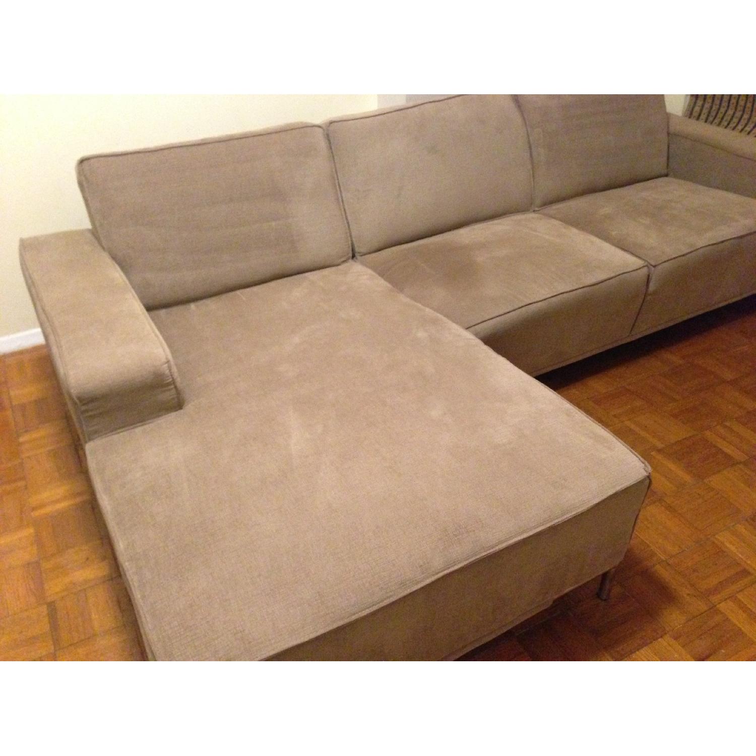 Jennifer Convertibles Natural Beige Fabric Sectional Sofa - image-1