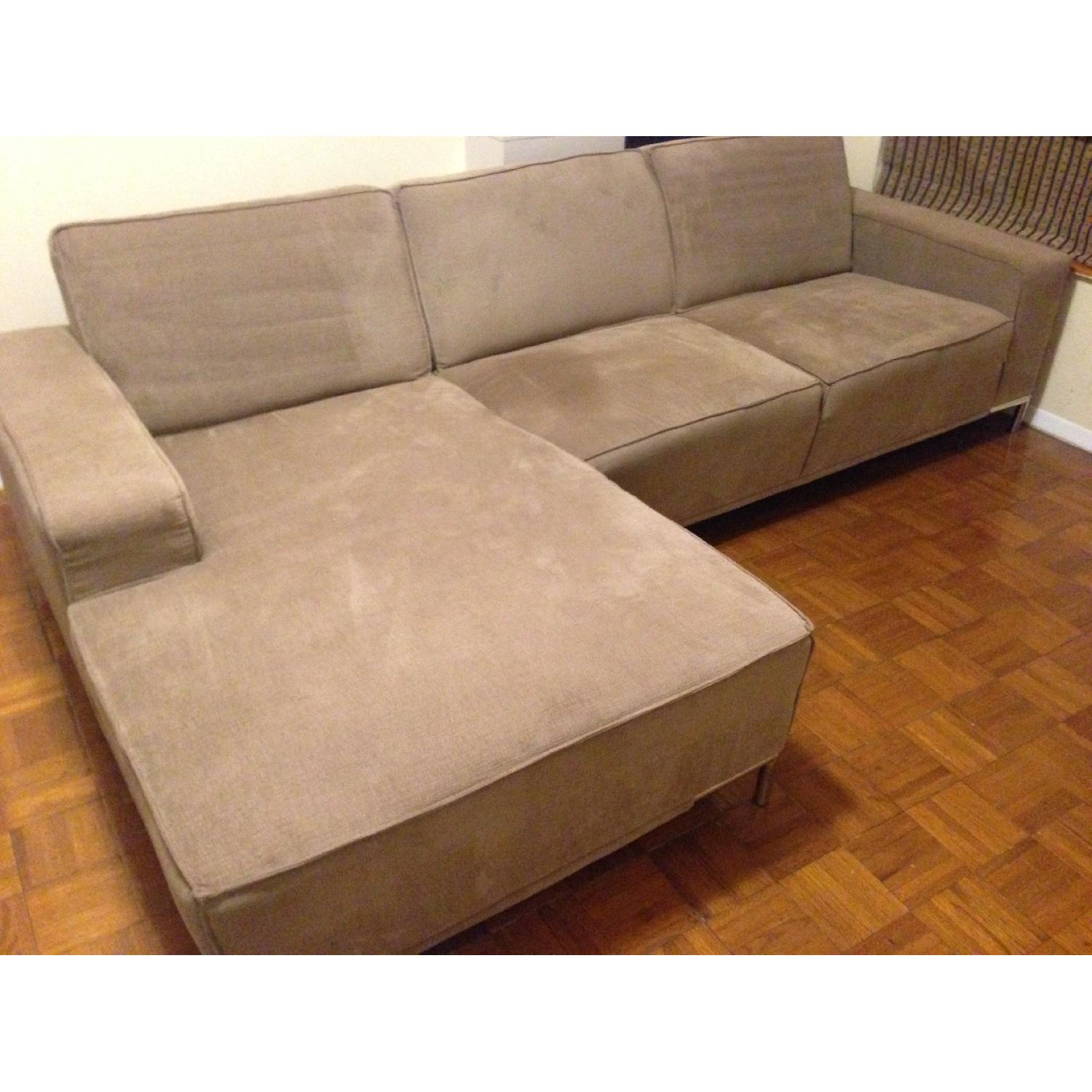 Jennifer Convertibles Natural Beige Fabric Sectional Sofa - image-3