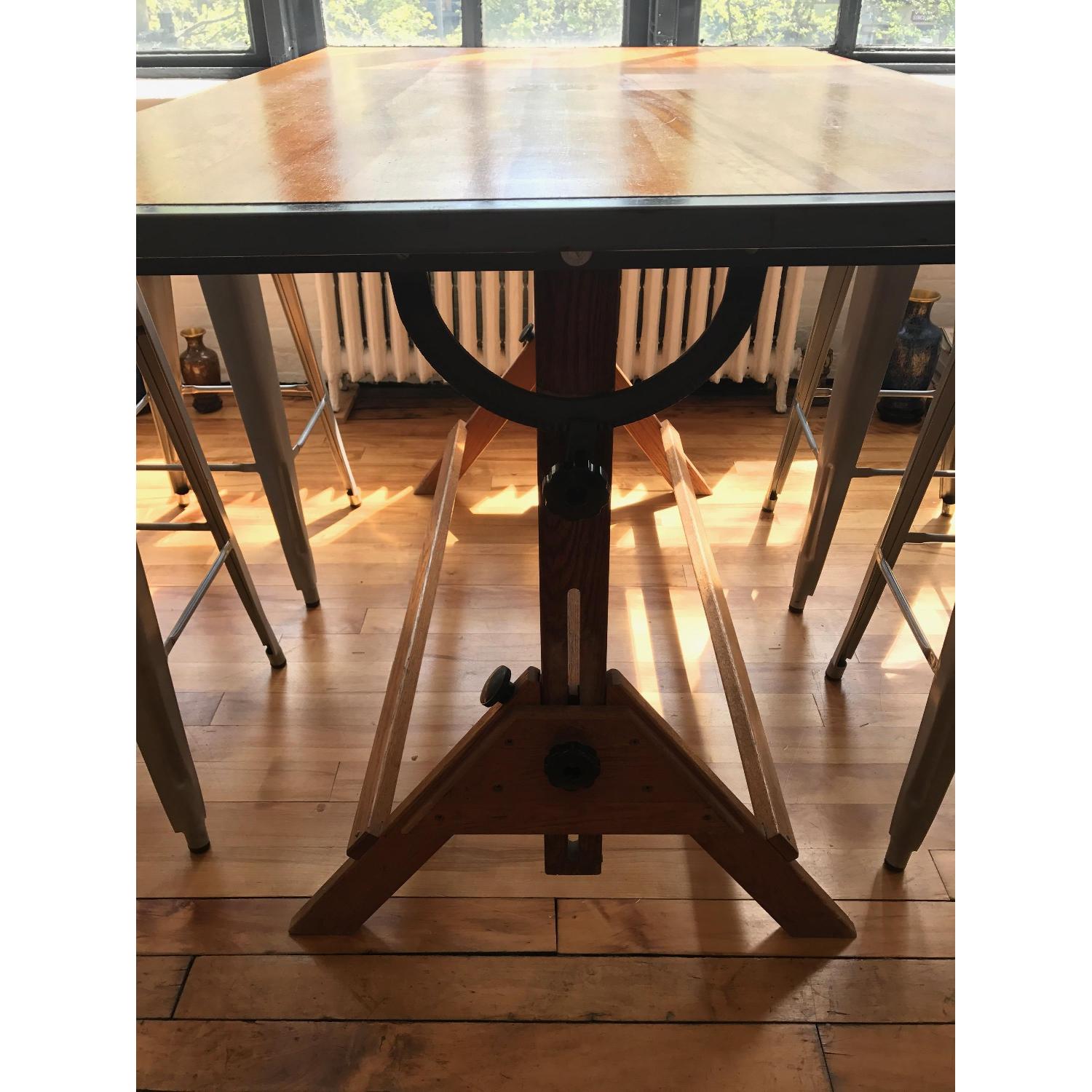 Antique Oak & Iron Drafting Table - image-4