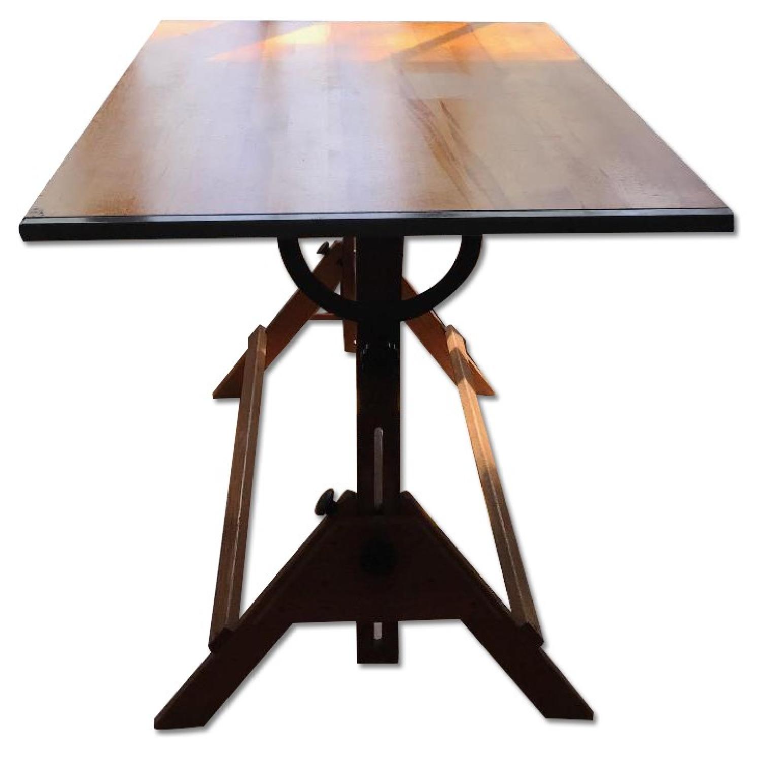 Antique Oak & Iron Drafting Table - image-0
