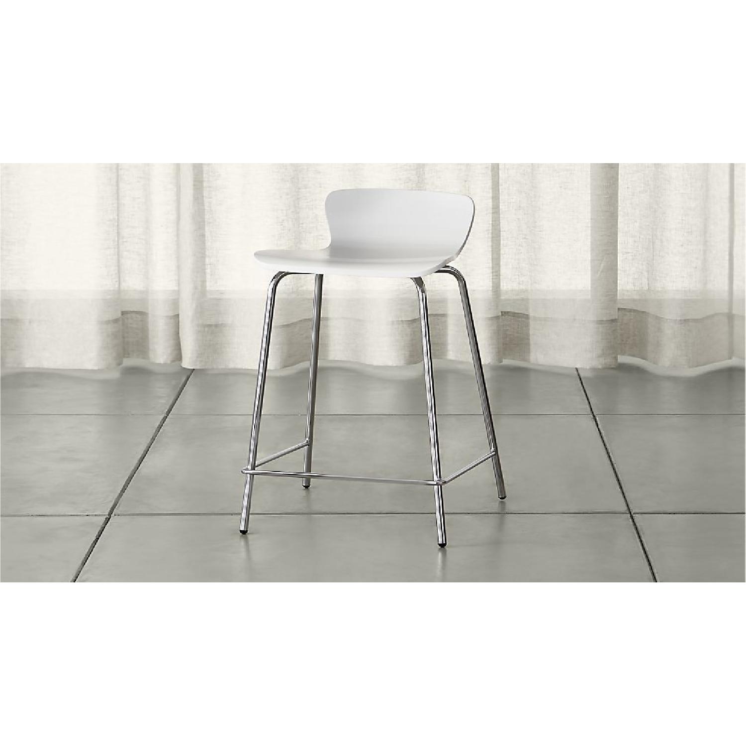 Crate & Barrel Felix White Counter Stools - image-1
