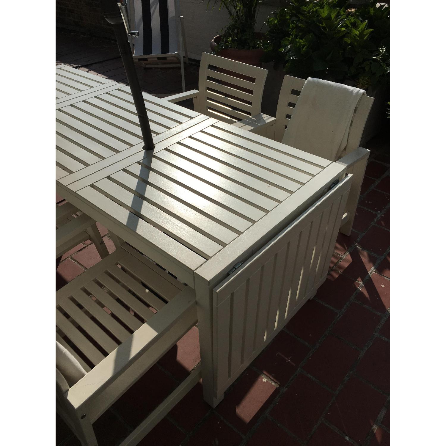 Ikea pplar Outdoor Dining Table w/ 4 Chairs + Black/White Umbrella - image-3