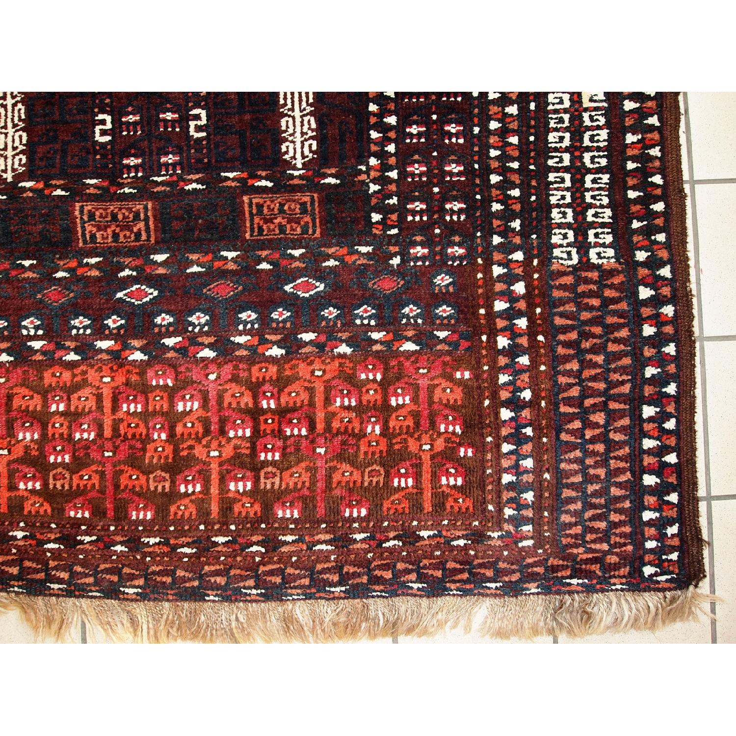 Antique 1950s Turkoman Hachli Rug - image-4