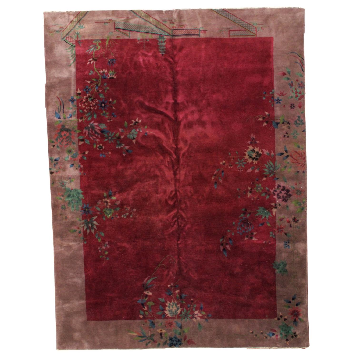 Antique 1920s Chinese Art Deco Rug - image-0