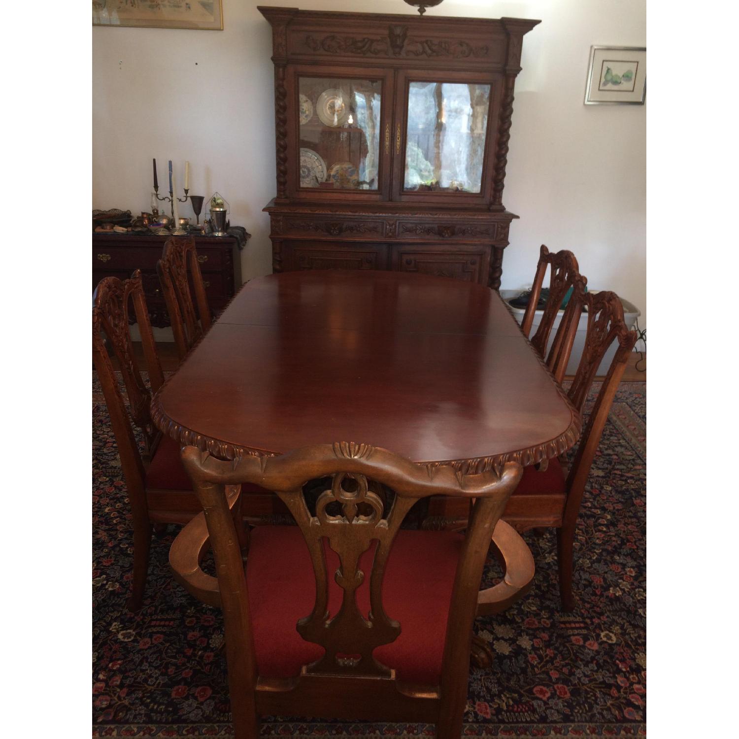 Chippendale Style Extendable Wood Dining Table w/ 6 Chairs - image-1