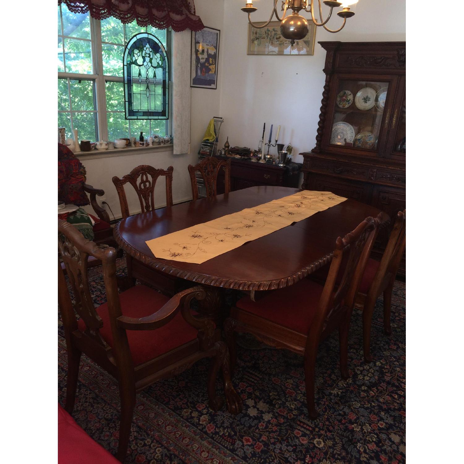 Chippendale Style Extendable Wood Dining Table w/ 6 Chairs - image-2