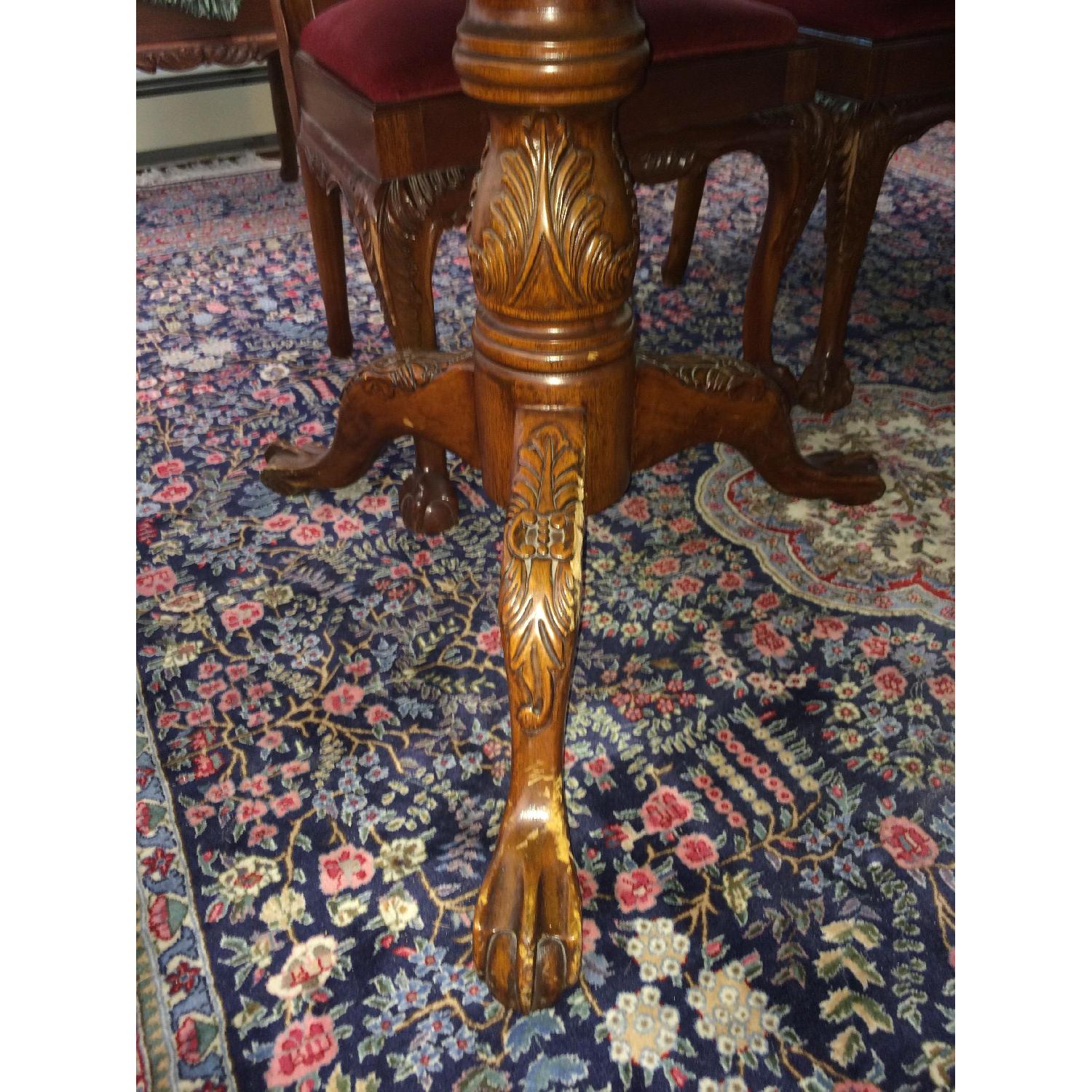 Chippendale Style Extendable Wood Dining Table w/ 6 Chairs - image-3