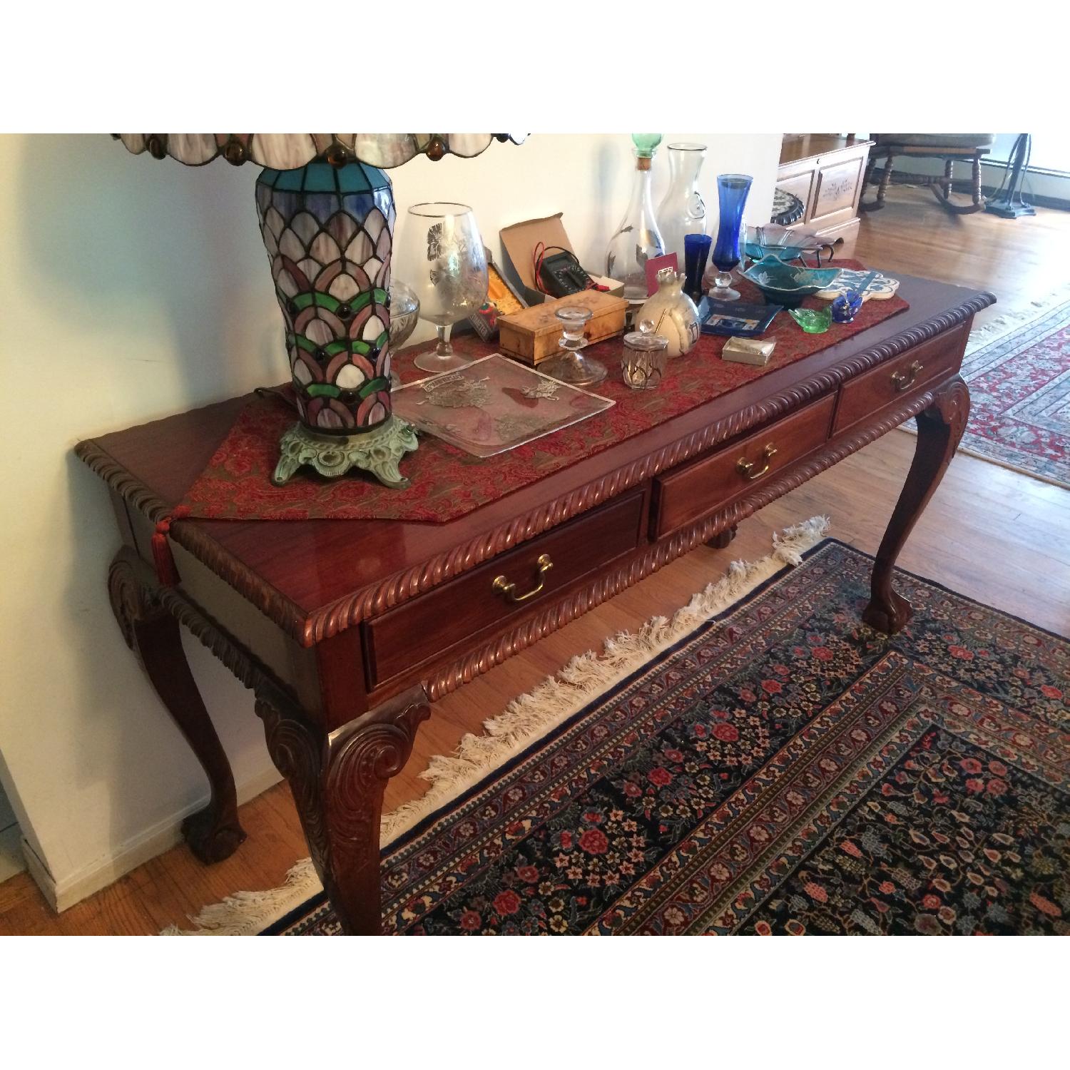 Chippendale Style Long Server w/ 3 Drawers - image-1