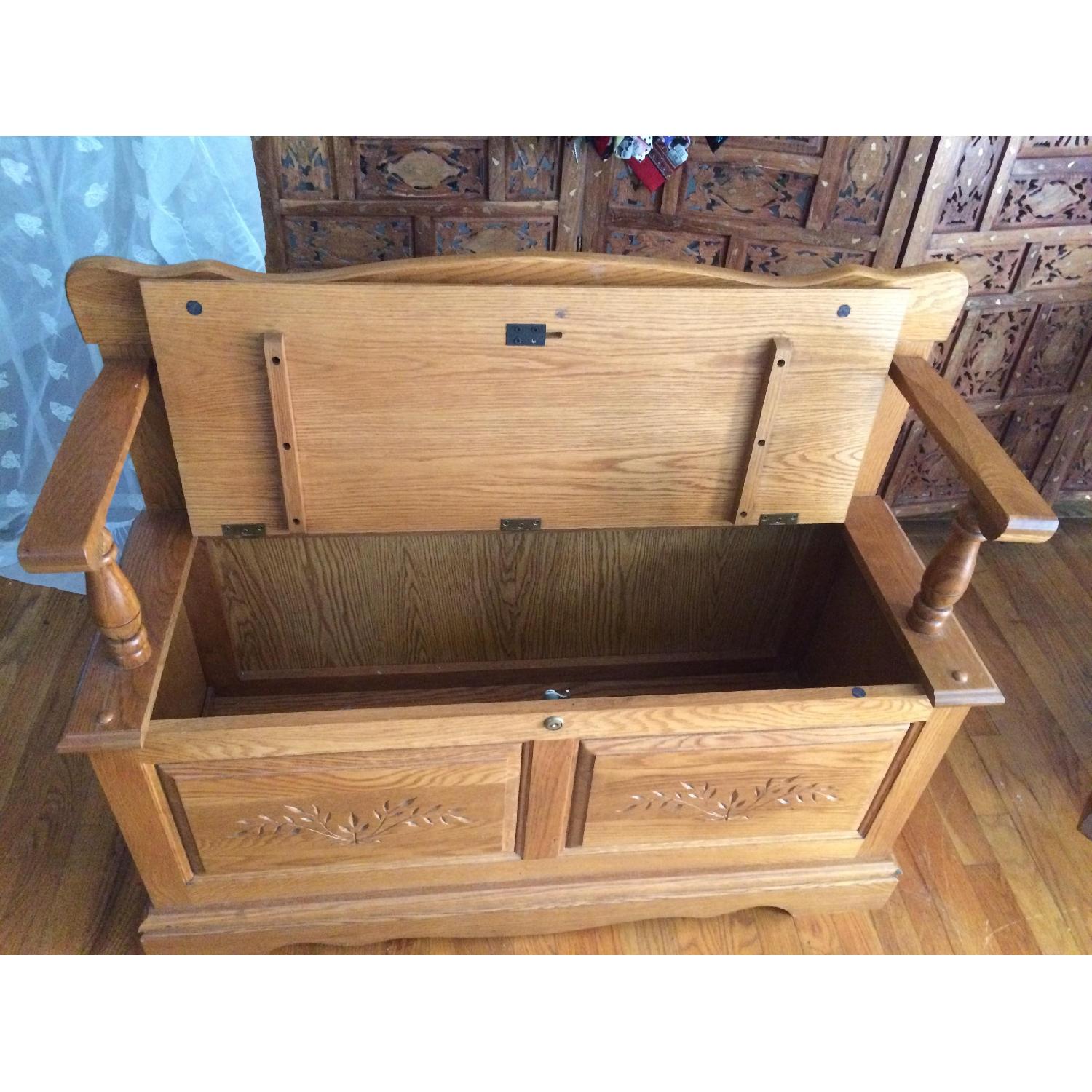 Natural Wood Bench w/ Storage - image-2